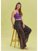 Indigo Bohemian Trousers with Elastic Waist and Tie Detail 4472